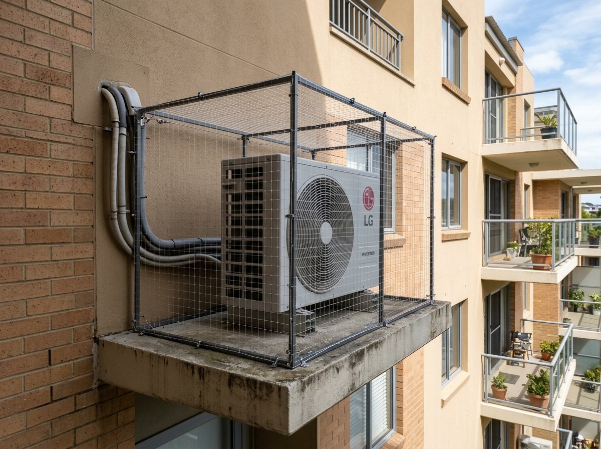 Outdoor AC compressor bird protection